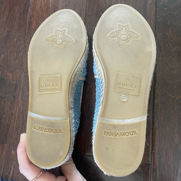 Like New Gucci Pilar Espadrille Flat Blue White Womens Designer Size 36.5 - Picture 10 of 13